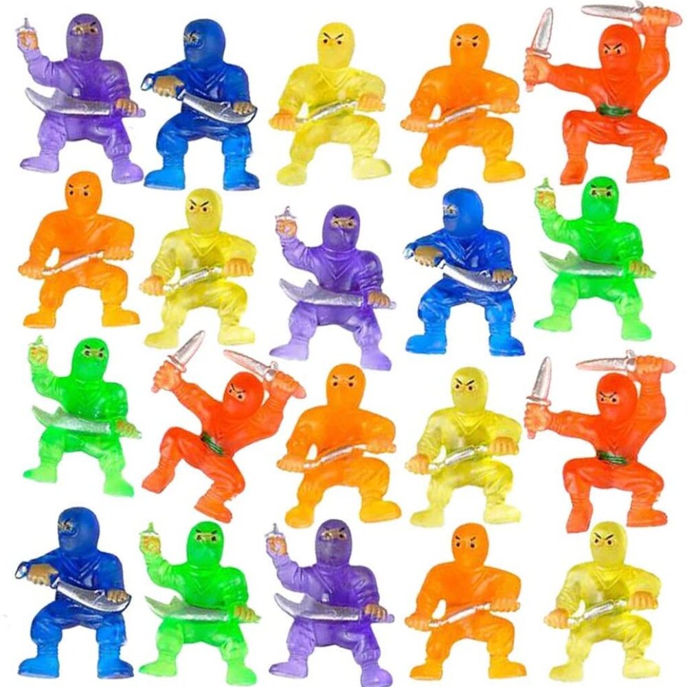 Mini Ninja Toys Figurines (Pack of 14) Party Favors, Assorted Colors and Poses